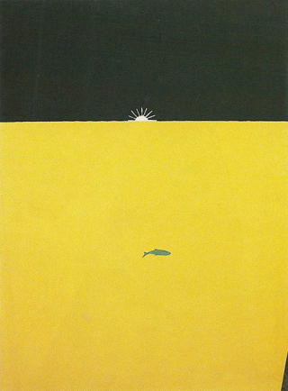Одинокая рыба в желтом море
